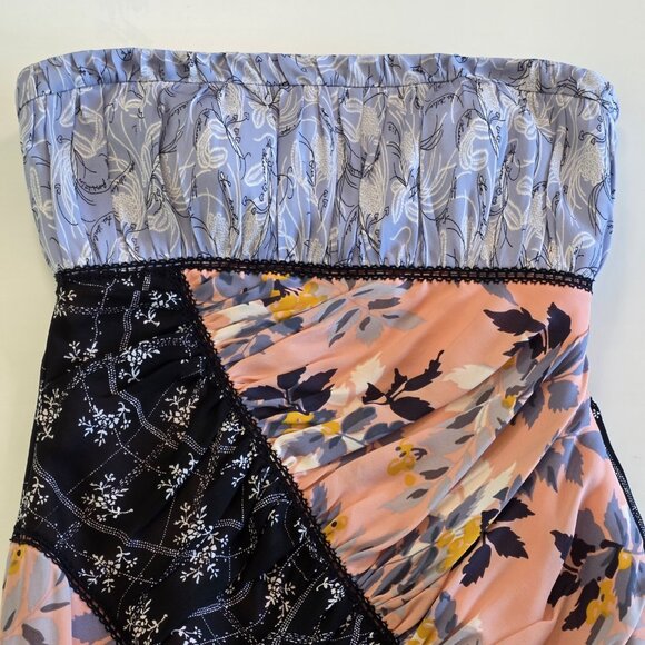 Cinq A Sept Dress 2 Patchwork Floral Sleeveless Assymetric Fairycore Boho Lined - Picture 11 of 16